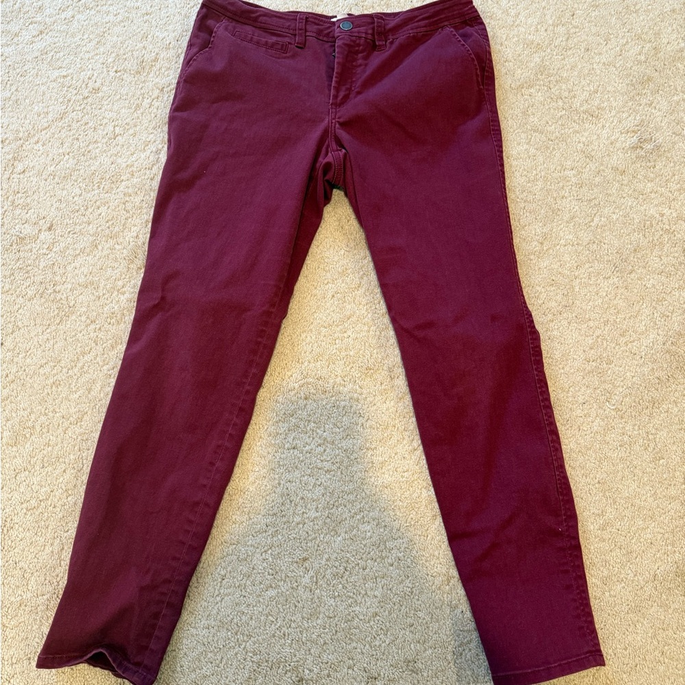 Market & Spruce Burgundy Straight-Leg Pants